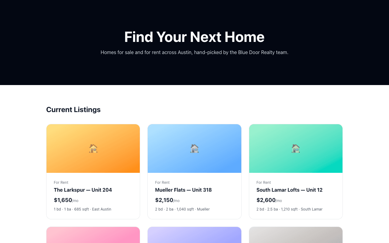 Screenshot of the Realty Starter template